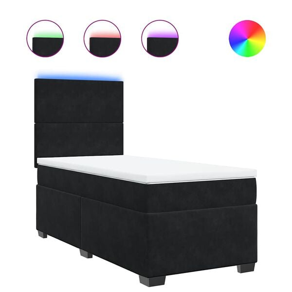 vidaXL Cama box spring con colch&oacute;n terciopelo negro 100x200 cm