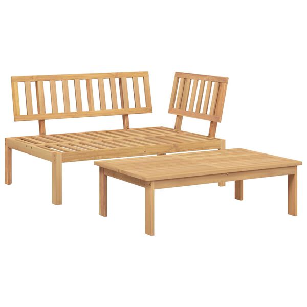 vidaXL Juego de Sof&aacute; con coj&iacute;n 2 pcs Beige Madera de Acacia S&oacute;lida