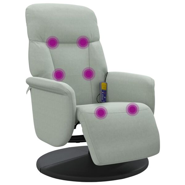 vidaXL Sill&oacute;n reclinable masaje con reposapi&eacute;s terciopelo gris claro