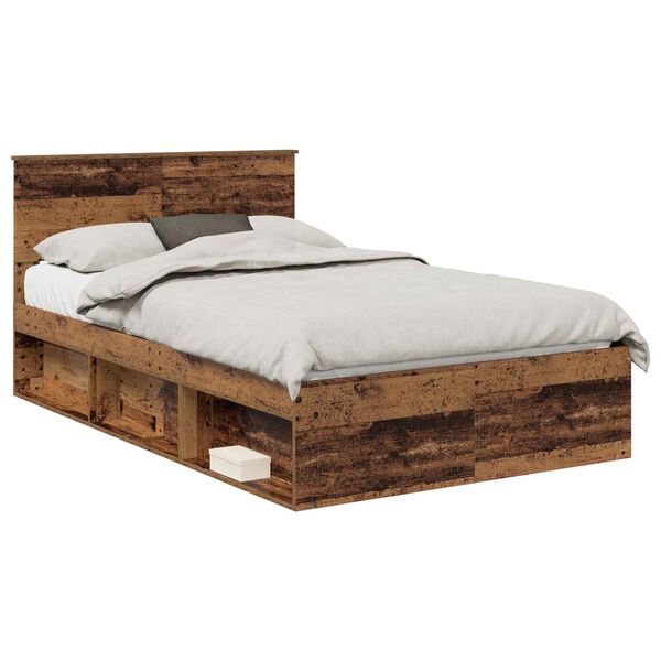 vidaXL Estructura de cama con cabecera Madera vieja 120 x 200 cm