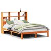 vidaXL Cama con estanter&iacute;a sin colch&oacute;n madera maciza marr&oacute;n 135x190cm