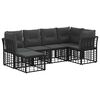 vidaXL Conjunto de sof&aacute;s de exterior con coj&iacute;n 6 pcs Negro Poli&eacute;ster