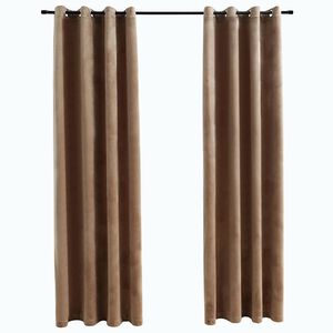 vidaXL Cortinas opacas con anillas 2 uds terciopelo beige 140x175 cm