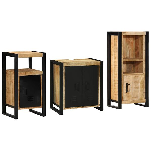 vidaXL Juego de muebles de ba&ntilde;o con caj&oacute;n 3 pcs Madera de mango maciza