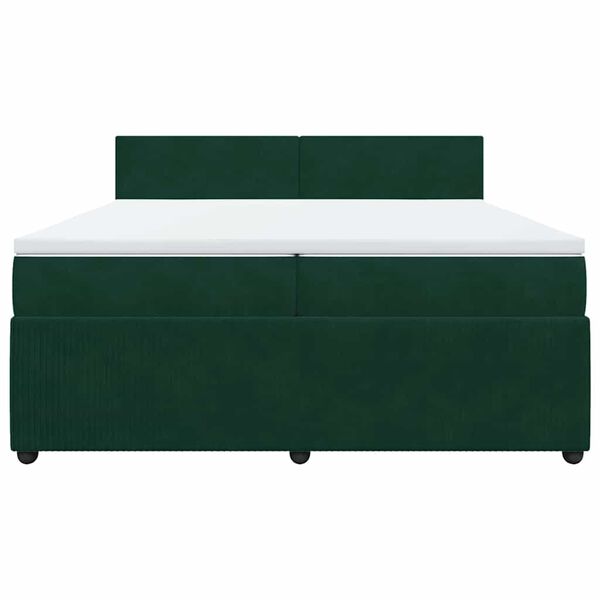 vidaXL Cama box spring con colch&oacute;n terciopelo verde oscuro 200x200 cm