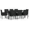 vidaXL Set de comedor de jard&iacute;n 9 pzas y cojines rat&aacute;n sint&eacute;tico negro