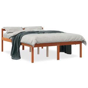 vidaXL Cama para mayores madera maciza de pino marr&oacute;n cera 120x200 cm