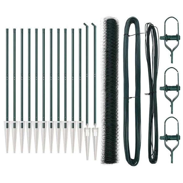 vidaXL Poste de Valla Verde 25 x 1,6 m (malla de 36 mm) Acero y PVC