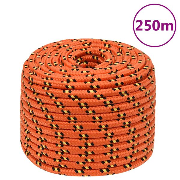 vidaXL Cuerda de barco polipropileno naranja 12 mm 250 m