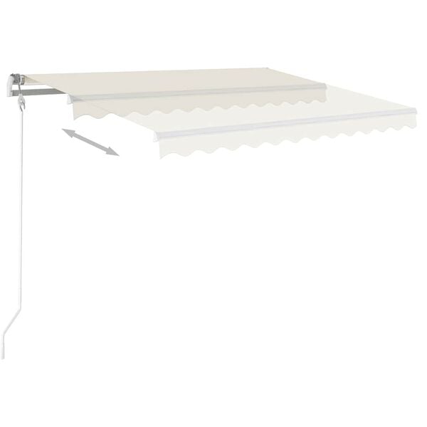 vidaXL Toldo manual retr&aacute;ctil con luz LED crema 3x2,5 m