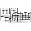vidaXL Estructura cama sin colch&oacute;n con estribo metal negro 140x190 cm