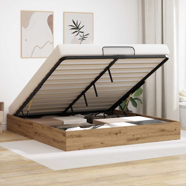 vidaXL Estructura de Cama Ottoman Roble Artesanal 203 x 160 x 25 cm