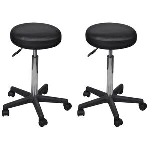 vidaXL Taburetes de oficina 2 uds cuero sint&eacute;tico negro