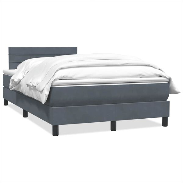 vidaXL Cama box spring con colch&oacute;n terciopelo gris oscuro 120x220 cm