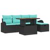 vidaXL Conjunto de sof&aacute; de jard&iacute;n 6 uds. Negro rat&aacute;n sint&eacute;tico