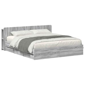 vidaXL Estructura de cama con almacenamiento Sonoma gris 180 x 200 cm