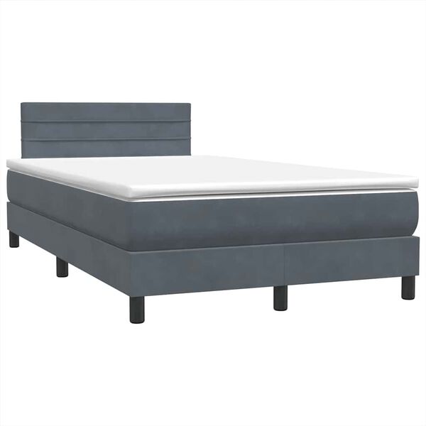 vidaXL Cama box spring con colch&oacute;n terciopelo gris oscuro 120x220 cm