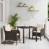 vidaXL Conjunto de Comedor de Jard&iacute;n 3 pcs Marr&oacute;n rat&aacute;n sint&eacute;tico