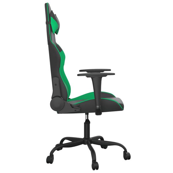 vidaXL Silla gaming de masaje cuero sint&eacute;tico negro y verde