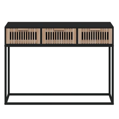 vidaXL Mesa consola hierro y madera contrachapada negro 105x30x75 cm