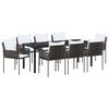vidaXL Conjunto de Comedor de Jard&iacute;n 9 pcs Marr&oacute;n y Negro