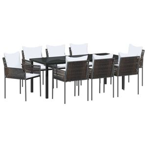 vidaXL Conjunto de Comedor de Jard&iacute;n 9 pcs Marr&oacute;n y Negro