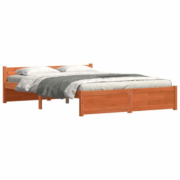 vidaXL Estructura de cama Marr&oacute;n cera 205.5 x 95.5 x 51 cm
