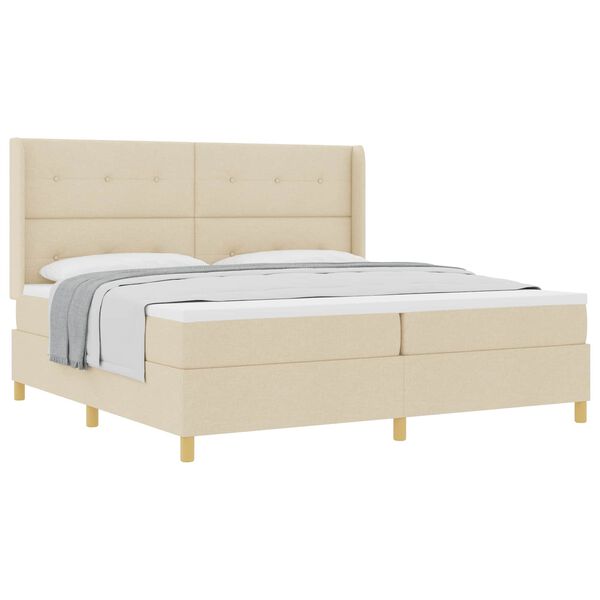 vidaXL Cama tipo Box Spring con colch&oacute;n Crema 200 x 200 cm tela