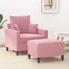 vidaXL Sill&oacute;n con taburete terciopelo rosa 60 cm