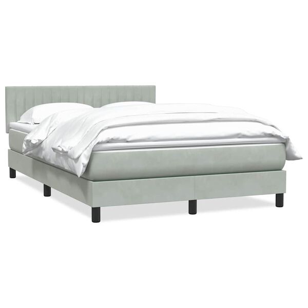 vidaXL Cama box spring con colch&oacute;n terciopelo gris claro 160x220 cm