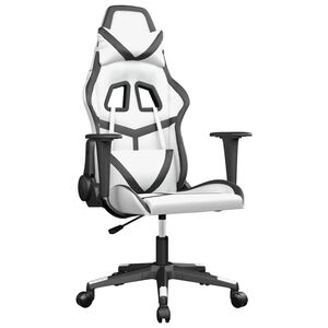 vidaXL Silla gaming cuero sint&eacute;tico blanco y negro