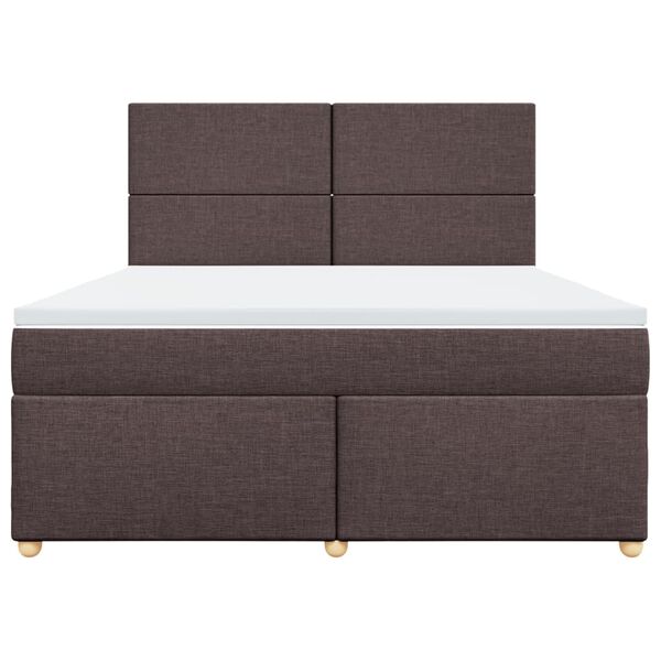 vidaXL Cama box spring con colch&oacute;n tela marr&oacute;n oscuro 180x200 cm
