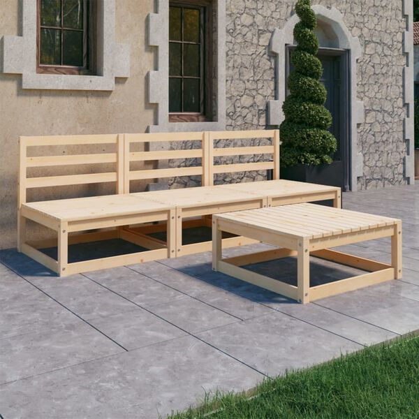 vidaXL Juego de muebles de jard&iacute;n 4 piezas madera maciza de pino