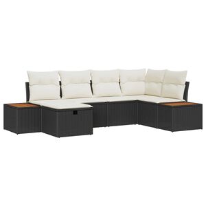 vidaXL Conjunto de sof&aacute; de jard&iacute;n Negro rat&aacute;n sint&eacute;tico