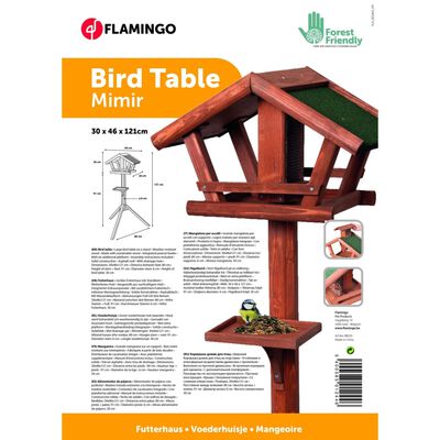 FLAMINGO Comedero para pájaros con soporte Mimir natural 44x30x123 cm