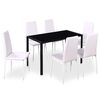 vidaXL Juego de mesa de comedor de 7 piezas en blanco y negro