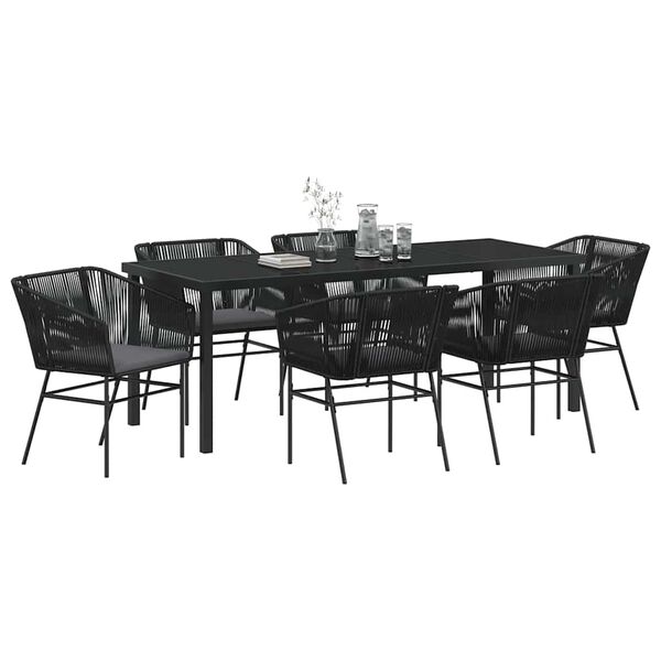 vidaXL Conjunto de Comedor de Jard&iacute;n con coj&iacute;n 7 pcs Negro