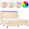 vidaXL Cama box spring colch&oacute;n y luces LED tela crema 200x200 cm