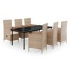 vidaXL Juego de comedor de jard&iacute;n 7 piezas con cojines beige