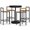 vidaXL Mesa bar y taburetes jard&iacute;n 5 pzas madera acacia rat&aacute;n PE negro