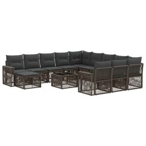 vidaXL Conjunto de sof&aacute;s de jard&iacute;n 13 uds. Gris y Gris Oscuro
