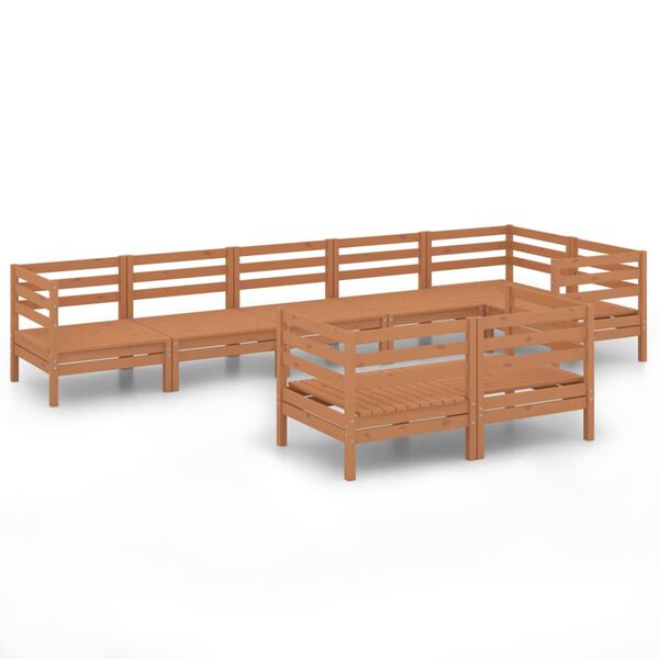 vidaXL Juego muebles de jard&iacute;n 8 pzas madera maciza pino marr&oacute;n miel