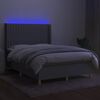 vidaXL Cama box spring colch&oacute;n y luces LED tela gris claro 140x190 cm