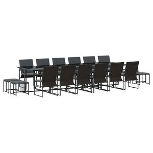 vidaXL Conjunto de Comedor de Jard&iacute;n 17 pcs Negro Acero