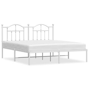 vidaXL Estructura cama sin colch&oacute;n con cabecero metal blanco 183x213cm
