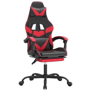 vidaXL Silla gaming con reposapi&eacute;s cuero sint&eacute;tico negro rojo