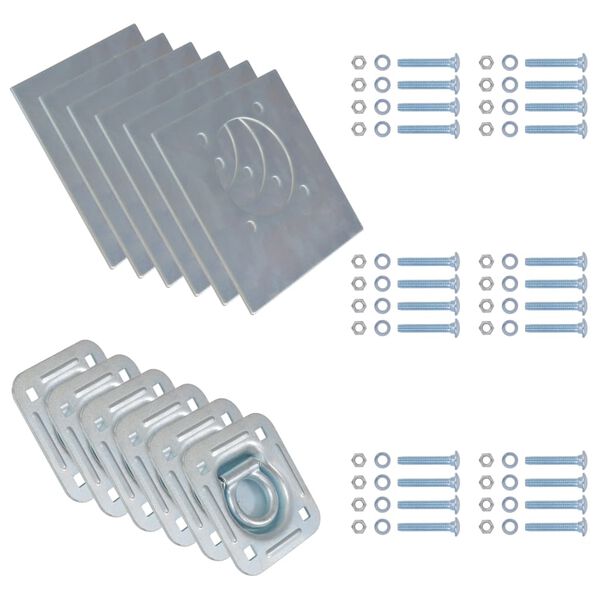 vidaXL Anillos de sujeci&oacute;n de tr&aacute;iler 6 pzas. acero galvanizado 2000kg