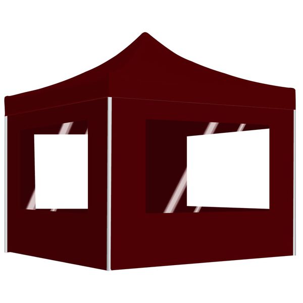 vidaXL Carpa plegable profesional y paredes aluminio rojo tinto 3x3m