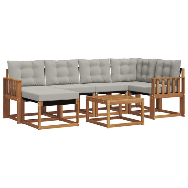 vidaXL Conjunto de sof&aacute;s de exterior 7 pcs Gris Natural y Claro