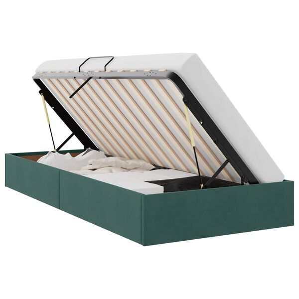 vidaXL Cama con almacenamiento Verde oscuro 90 x 200 cm Terciopelo